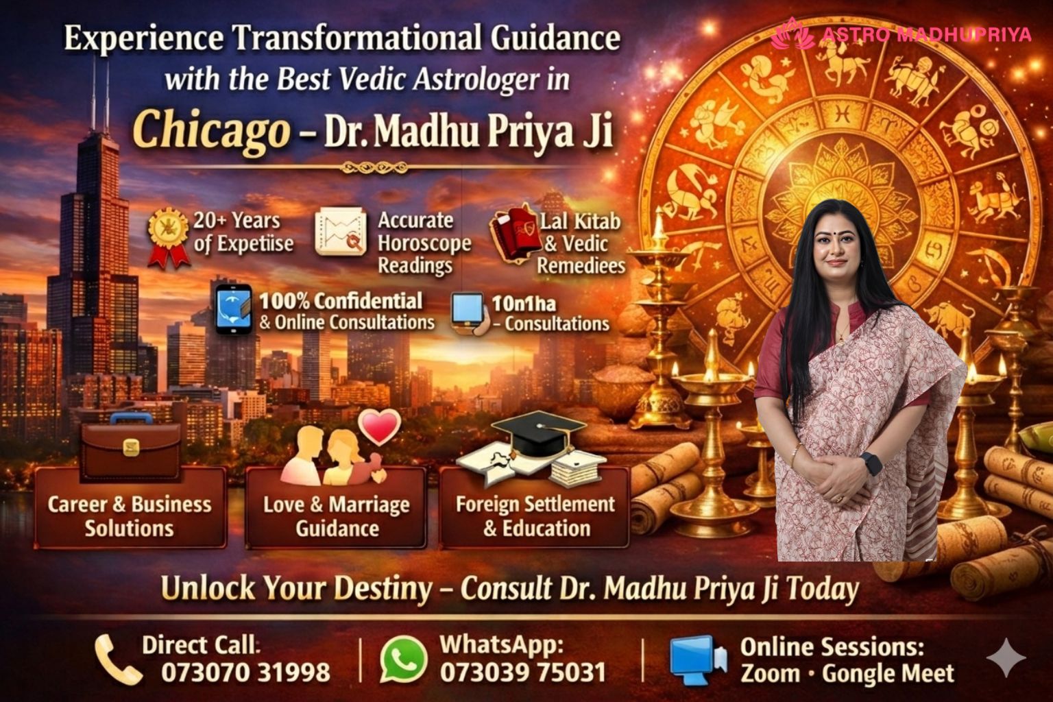 Best Astrologer in Chicago - Dr. Madhu Priya Ji
