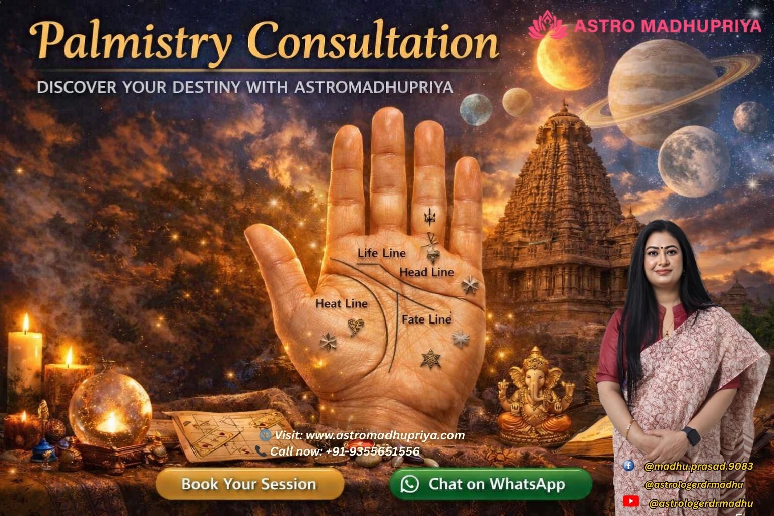 Palmistry Consultation - Palm Reading by Astromadhupriya