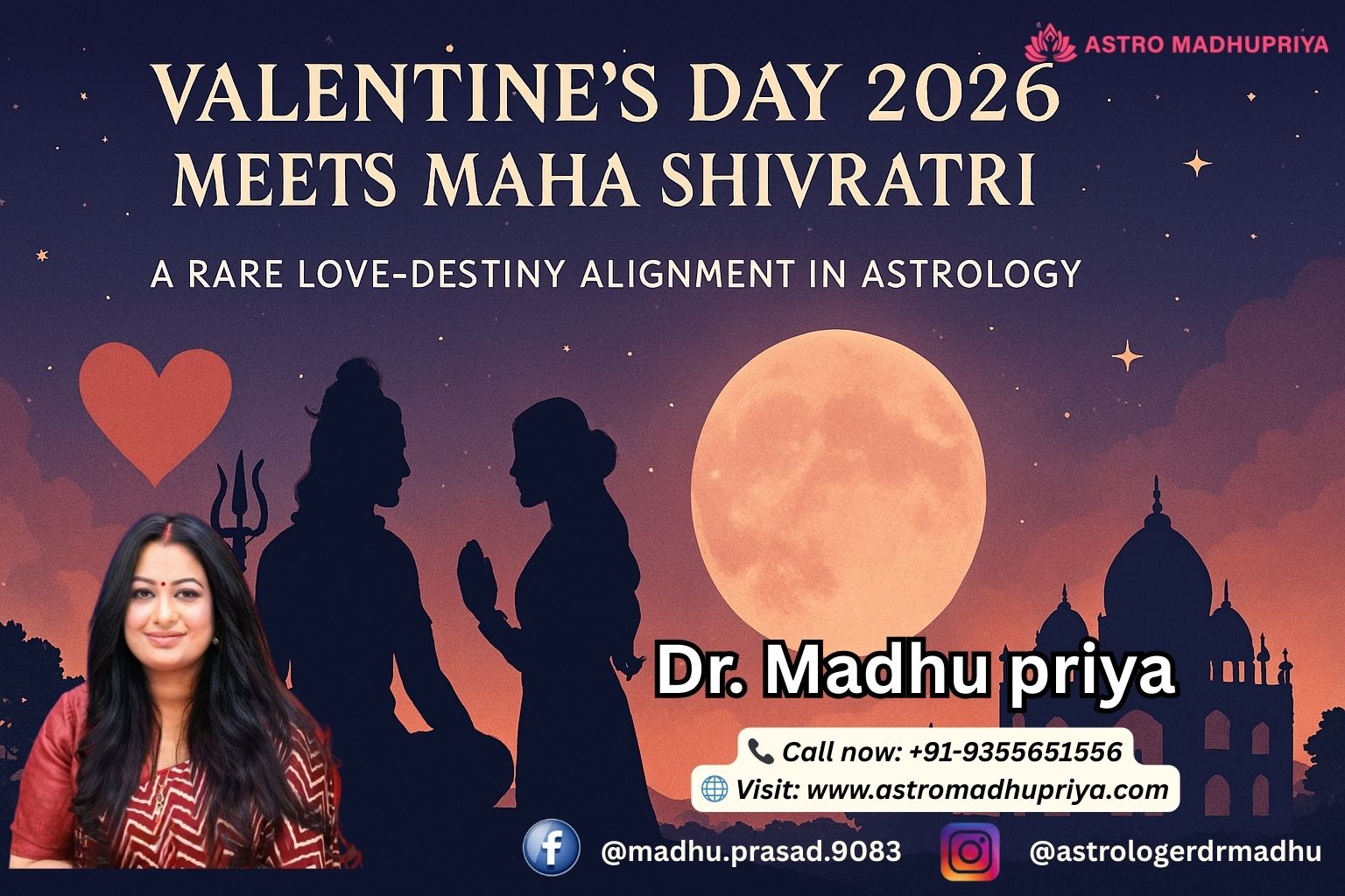 Conceptual image blending Valentine's Day heart symbolism with the divine union of Lord Shiva and Goddess Parvati for Maha Shivratri 2026.
