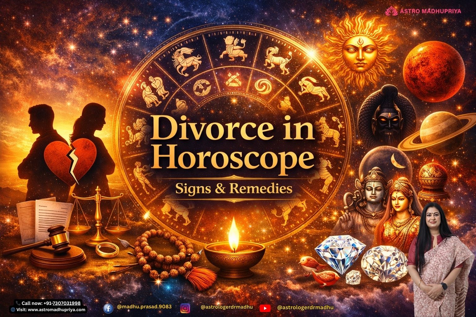 Vedic astrology birth chart highlighting the seventh house, symbolizing marriage and partnerships.