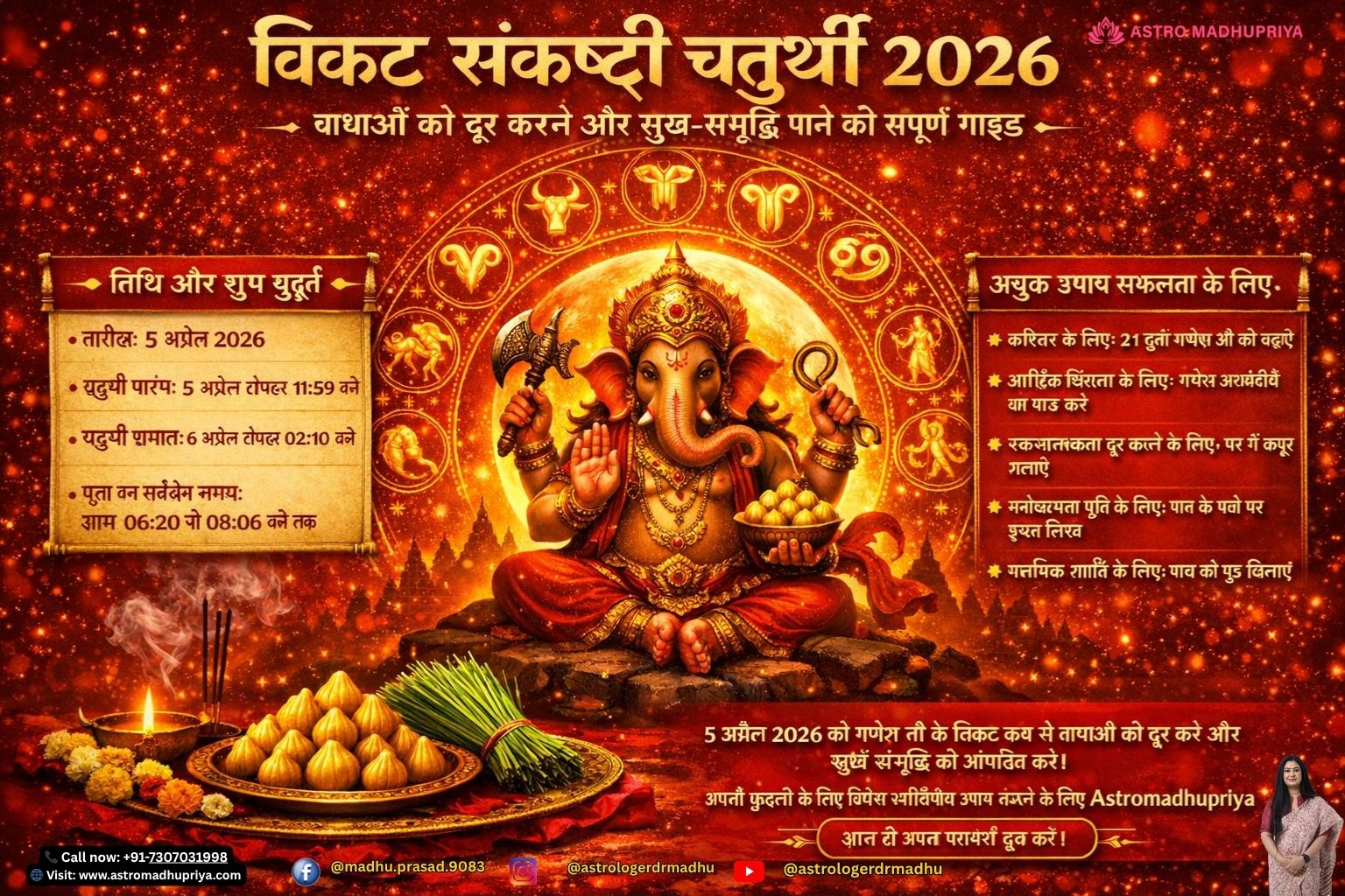 Lord Ganesha idol with modak offering during Vikata Sankashti Chaturthi 2026 puja