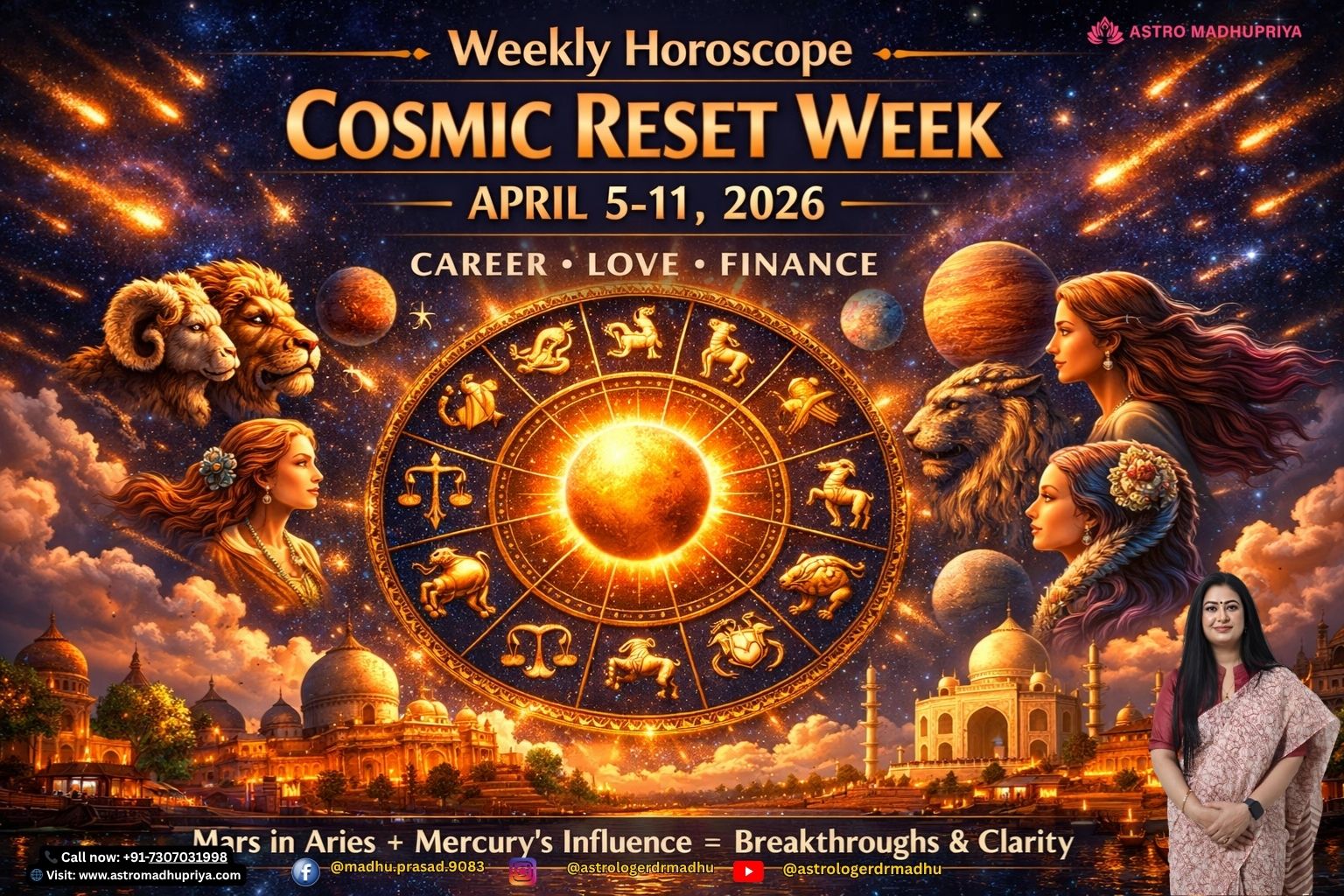 Cosmic Reset Week Horoscope April 5–11, 2026 – planetary shifts, career breakthroughs, emotional clarity for all zodiac signs.