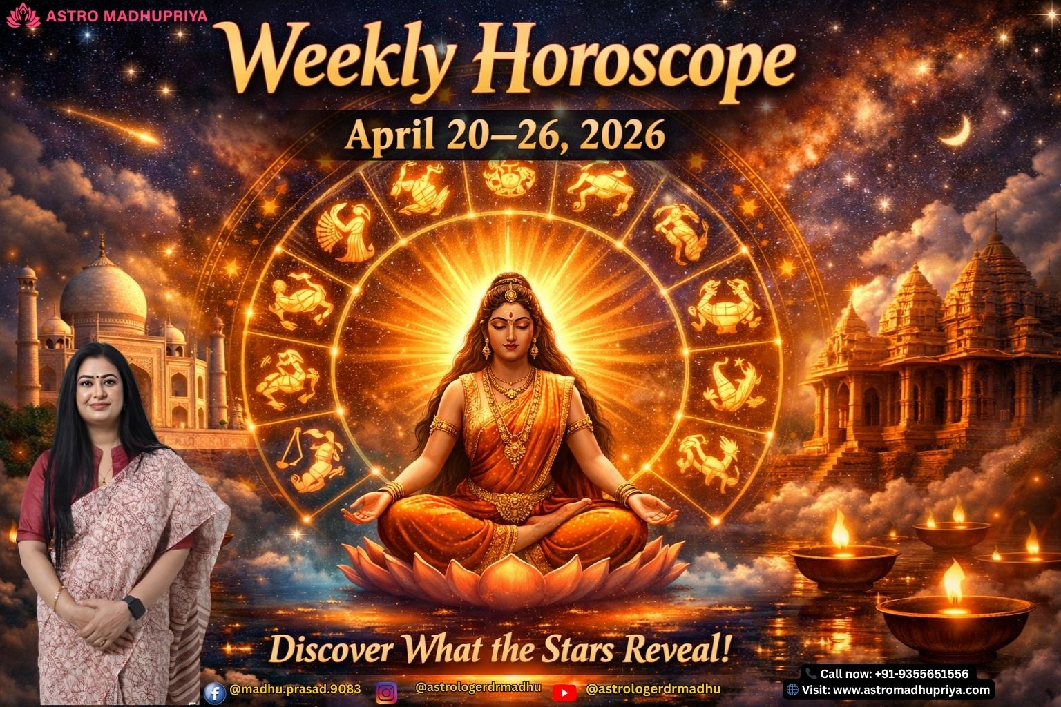 “Weekly Horoscope April 20–26, 2026 predictions for all zodiac signs by AstroMadhuPriya” “Astrology forecast April 2026 – love, career, health insights zodiac chart” “Cosmic vibes and planetary shifts horoscope blog April 20–26, 2026”