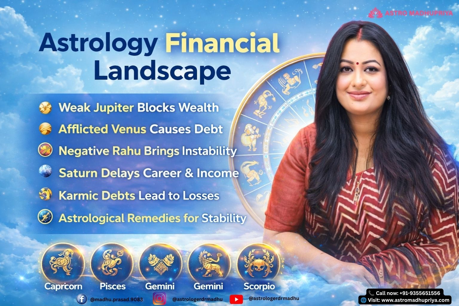 Weak Jupiter Remedies → "Astrology chart showing weak Jupiter effects on financial problems and remedies like yellow sapphire and Vishnu worship" Afflicted Venus → "Astrological diagram of Venus affliction causing overspending, luxury without savings, and remedies with Venus mantra" Rahu Financial Instability → "Illustration of Rahu influence in astrology leading to sudden financial ups and downs, gambling losses, and remedies" Saturn Delays → "Astrology chart showing Saturn delays in career and wealth, remedies with charity and mustard oil lamp" 2nd and 11th House → "Astrological houses 2nd and 11th representing savings and income, blocked by malefic planets causing financial struggles"