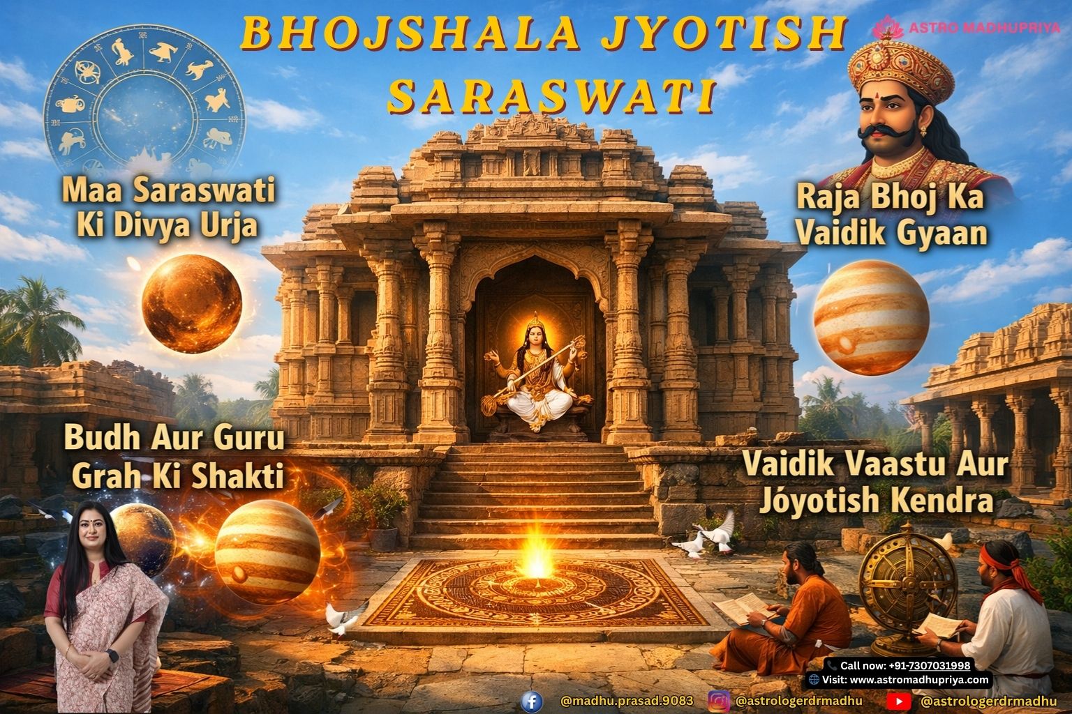 भोजशाला ज्योतिष संबंध सरस्वती ऊर्जा, राजा भोज, धार मंदिर वास्तु, बुध गुरु ग्रह, संस्कृत शिक्षा केंद्र, वैदिक ज्ञान