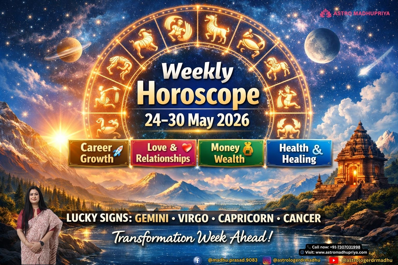 Weekly Horoscope 24–30 May 2026 | Career, Love, Money, Health Predictions | Lucky Zodiac Signs Gemini Virgo Capricorn Cancer | Astrology Remedies Surya Dev